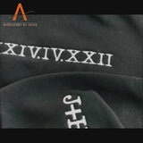 Matching Couple Valentine Hoodie, Embroidered Roman Numeral Hoody, Custom One Year Anniversary Hoodie, GF BF Couple Valentines Day Jumper