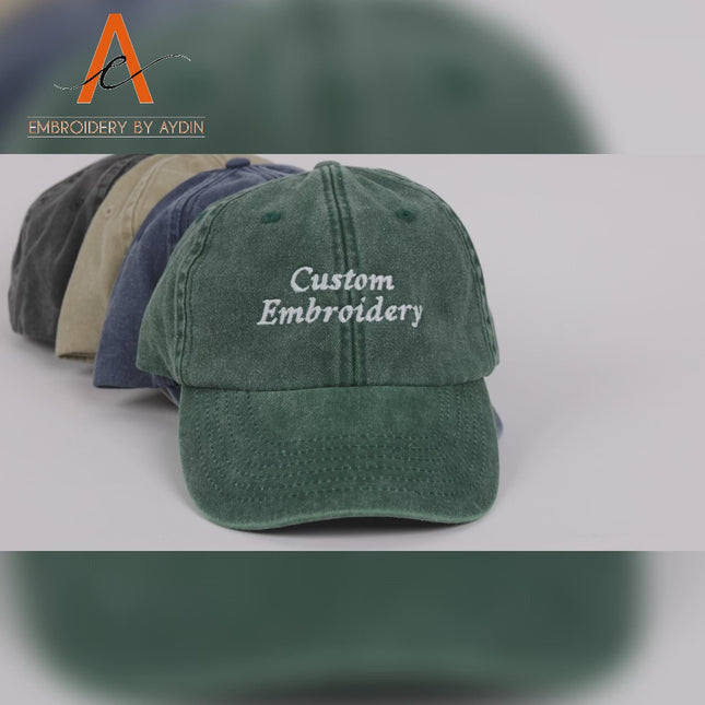 Personalised Embroidered Hat, Custom Name Dad Cap, Custom Text Workwear Hats