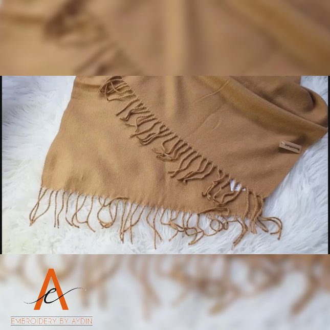 Custom Name Embroidered Scarf, Personalised Woven Comfy Scarf with Tassel Trim