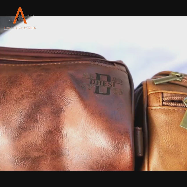 Custom Mens Leather Toiletry Bag, Personalised Engraved Leather Dopp Kit, Wedding Gift