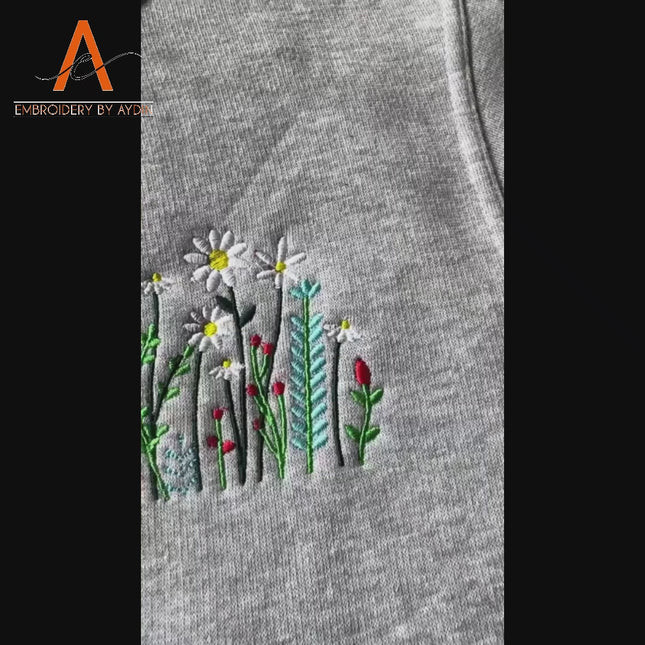 Cottagecore Custom Shirt, Aesthetic Wildflowers Embroidery With Custom Name Tshirt