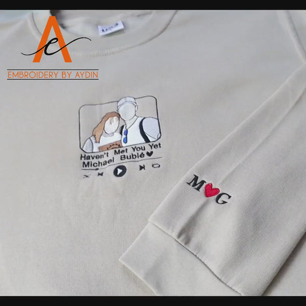 Personalised Portrait Photo Dad Hoodie, Embroidered Sketch from Picture Hooded Sweater, Album Cover Custom Sketch Jumper, Father's Day Gifts
