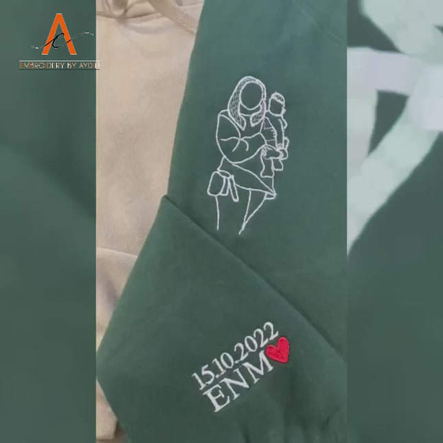 Couple Embroidered Portrait from Photo Hoodie, Personalised Matching Jumpers