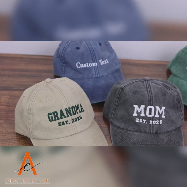 Personalised Embroidered Hat, Custom Date Mom & Dad Baseball Hat, Vintage Hat