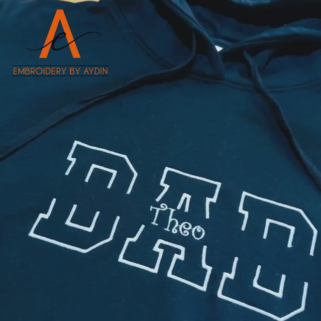 Personalised Dad Hoodie, Custom Embroidered Kids Names on Chest Hoody, Gift for Dad