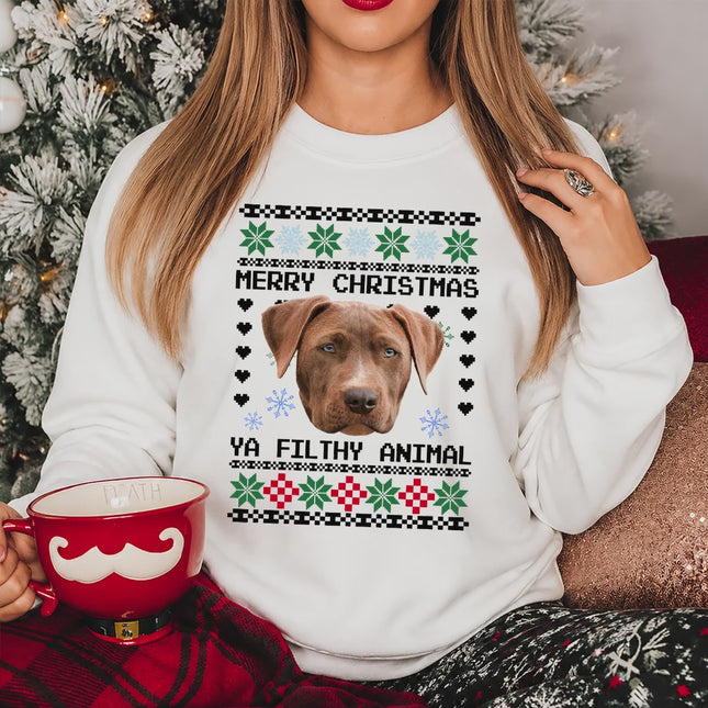 Personalised Photo Christmas Ugly Sweatshirt, Custom Dog Photo Xmas Printed Sweater