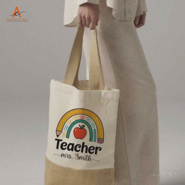 Personalized Teacher Tote Bag with Custom Name Print– Graduation Gift