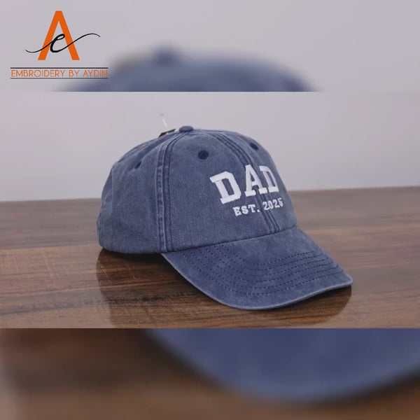 Personalised Dad Embroidered Hat, Custom Dad Est Date Hat, Vintage Baseball Cap for Dad, Father's Day Gift for New Dad, Dad Birthday Gifts