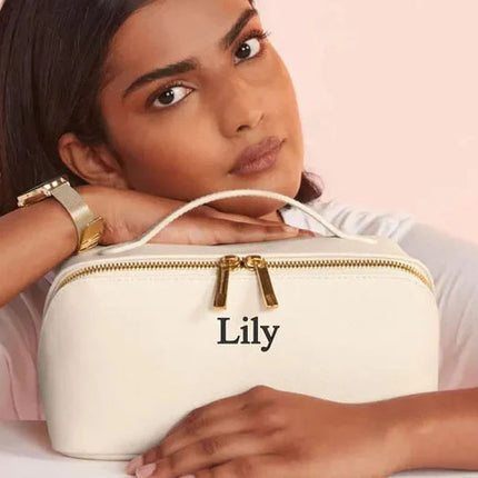 Personalised Leather Jewellery Box, Custom Engraved Travel Jewelry Box for Womens, Bridesmaid Cosmetic Carry Travel Bag, Bridal Party Gifts