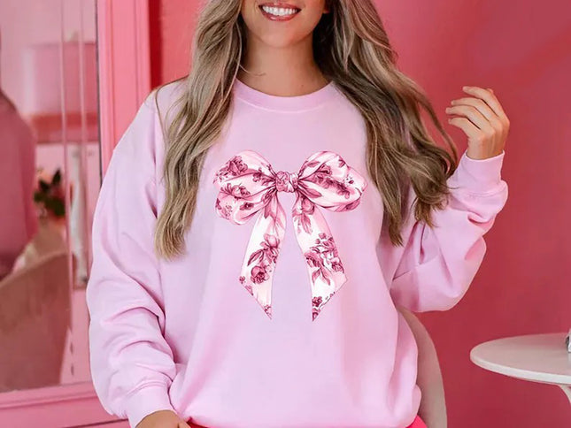 Valentines Day Coquette Bow Sweatshirt, Retro Valentines Day Crewneck Sweater, Heart Bow Valentines Day Sweater for Women, Valentine Gifts