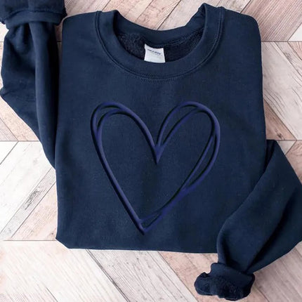 Valentine Heart Sweatshirt, Double Embossed Heart Crewneck Sweater, Valentine Day Puff Printed Jumper, Love Heart Sweater, Valentines Gift