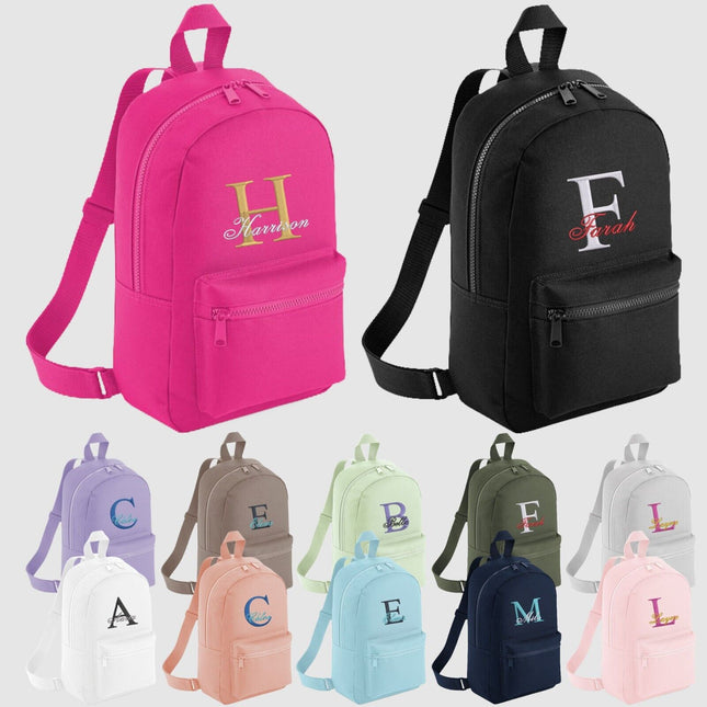 Personalised Kids School Backpack, Custom Name/Initial Embroidered Rucksack, Pre School Children Backpacks, Kids and Toddlers Nursery Bag