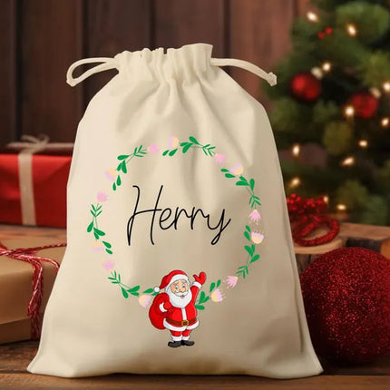 Custom Name Printed Christmas Sack, Personalised Monogrammed Santa Xmas Sacks, Christmas Santa Toy Sack for Kids, Xmas Holiday Decoration
