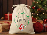 Custom Name Printed Christmas Sack, Personalised Monogrammed Santa Xmas Sacks, Christmas Santa Toy Sack for Kids, Xmas Holiday Decoration