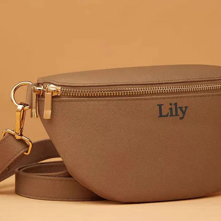 Personalized Leather Fanny Pack, Custom PU Leather Engraved Waist Bag, Cross Body Travel Hip Bag, Men/Womens Belt Bag, Birthday Gift for Her