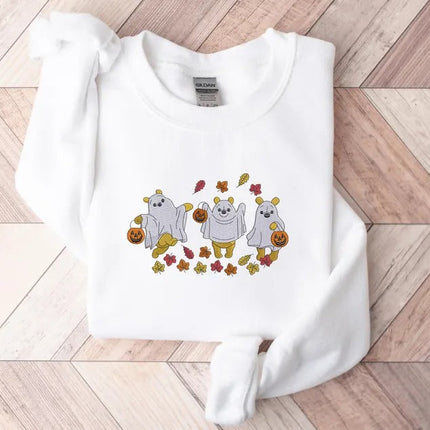Retro Pooh Ghost Halloween Sweatshirt, Funny Pooh Ghost Embroidered Sweater, Vintage Fall Halloween Jumper, Spooky Season, Halloween Outfits