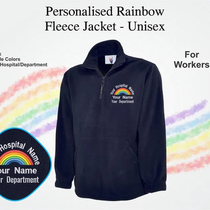 Embroidered Rainbow Zip Fleece, Personalized Hospital / Department Name Jacket