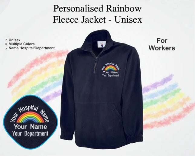 Embroidered Rainbow Zip Fleece, Personalized Hospital / Department Name Jacket