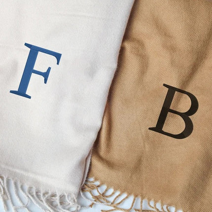 Personalised Embroidered Woven Scarves, Custom Name Scarf Gift for Husband, Comfy Winter Oversized Unisex Scarves, Anniversary Gifts for Him