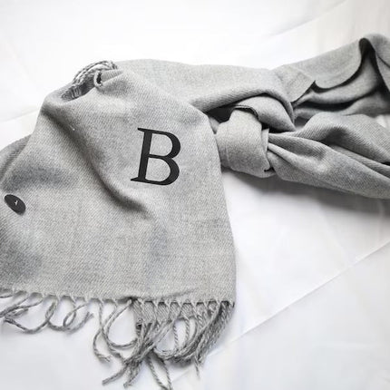 Personalised Embroidered Woven Scarves, Custom Name Scarf Gift for Husband, Comfy Winter Oversized Unisex Scarves, Anniversary Gifts for Him