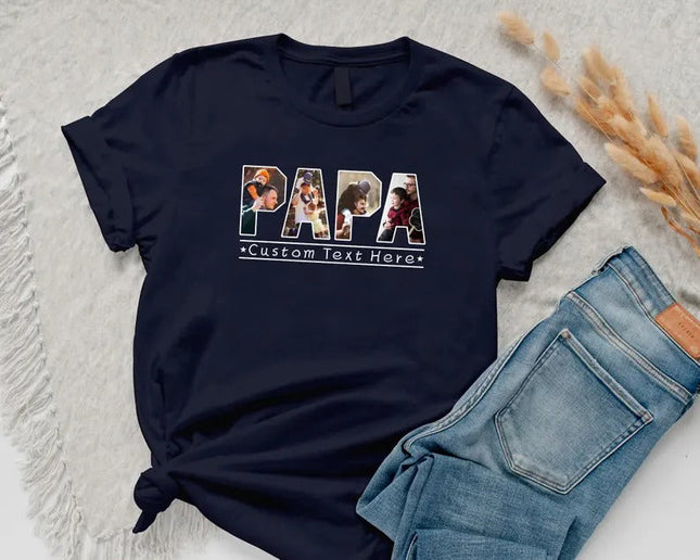 Personalized Father's Day Shirt for Dad, Custom Family Photo Dad T Shirt, Father's Day Gift for Grandpa, Dad Birthday Tee Tops, Gift for Him