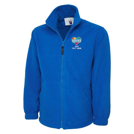 Customised Text Rainbow Heart Fleece Jacket, Personalised Name Embroidered Unisex Zip Jacket, Healthcare National Workers Nurse Doctor Gift