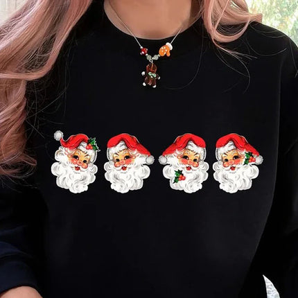 Retro Christmas Santa Sweatshirt, Cheerful Santa Merry Christmas Jumper, Santa Claus Printed Crewnecks, Xmas Unisex Sweater, Christmas Gifts