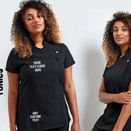 Custom Barbers Salon Tunic, Personalised Logo with Text Printed Tunics