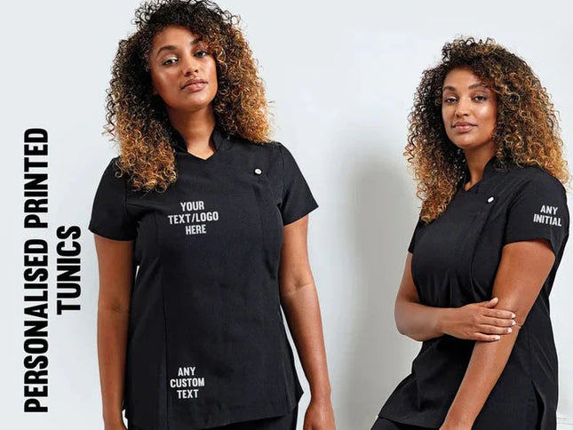 Custom Barbers Salon Tunic, Personalised Logo with Text Printed Tunics