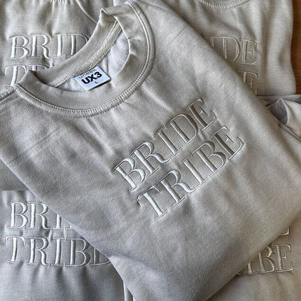 Bride Tribe Embroidered Sweater, Personalised Wife Jumper, Maid of Honour Team Bride Wedding Hen Party Couple Matching Gift idea Sweatshirt