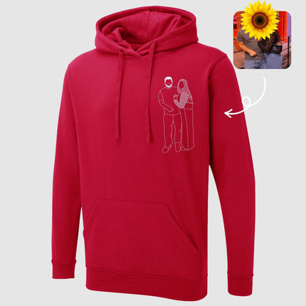 Custom Photo Hoodie, Embroidered Dog Outline Sketch on Jumper, Personalised Pet Portrait From Picture Sweatshirt, Dog Mom Hoody, Couple Gift