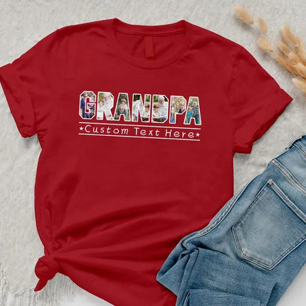 Personalized Father's Day Shirt for Dad, Custom Family Photo Dad T Shirt, Father's Day Gift for Grandpa, Dad Birthday Tee Tops, Gift for Him
