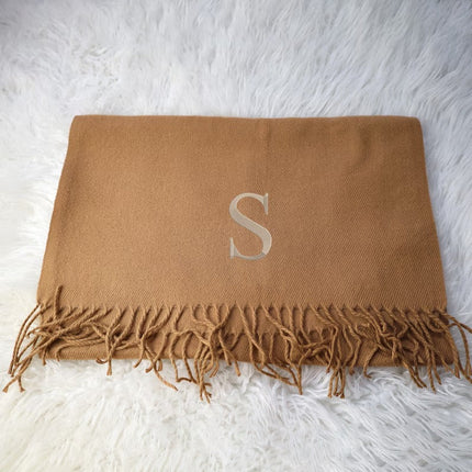 Personalised Embroidered Woven Scarves, Custom Name Scarf Gift for Husband, Comfy Winter Oversized Unisex Scarves, Anniversary Gifts for Him
