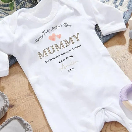 First Mothers Day Babygrow, Custom First Mothers Day Sleepsuit, Our 1st Mother’s Day Baby Rompersuit, New Mummy Gifts, Mother’s Day Gifts