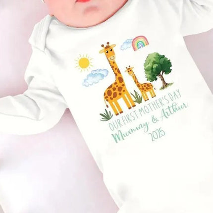 Personalised First Mothers Day Baby Grow, New Mom 1st Mothers Day Baby Gift, Custom Baby Name Sleepsuit, Mothers Day Baby Outfit for New Mom