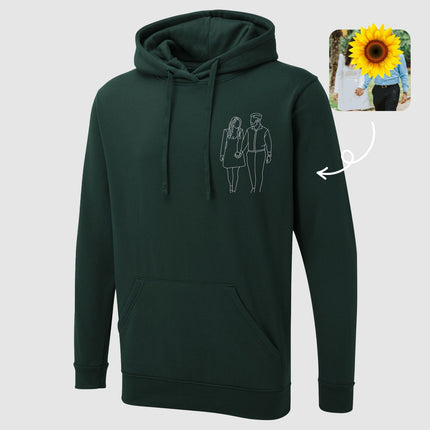 Custom Photo Hoodie, Embroidered Dog Outline Sketch on Jumper, Personalised Pet Portrait From Picture Sweatshirt, Dog Mom Hoody, Couple Gift